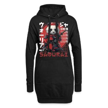 Samurai Panda Kawaii Japanische Ninja Pandabär - Hoodie-Kleid - Schwarz - Vorne