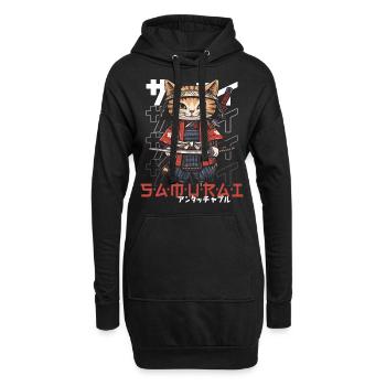 Samurai Cat Kawaii Japanische Ninja Katze - Hoodie-Kleid - Schwarz - Vorne