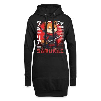 Chien Samouraï Kawaii Japonais Ninja Shiba Inu - Sweat-shirt à capuche long Femme - noir - Devant