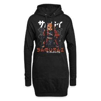 Chat Samouraï Chat Ninja Japonais Kawaii - Sweat-shirt à capuche long Femme - noir - Devant