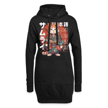 Chat samouraï Kawaii Chat ninja japonais - Sweat-shirt à capuche long Femme - noir - Devant