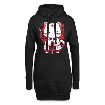 Samurai Cat Kawaii Japanische Ninja Cat - Hoodie-Kleid - Schwarz - Vorne