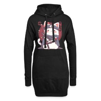 Samurai Cat Kawaii Japanische Ninja Cat - Hoodie-Kleid - Schwarz - Vorne
