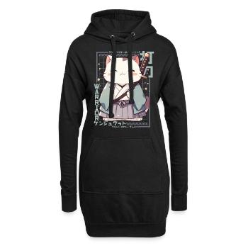 Samurai Cat Kawaii Japanische Ninja Cat - Hoodie-Kleid - Schwarz - Vorne