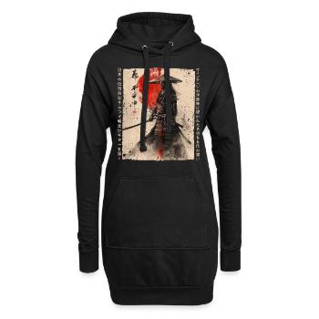 Samurai Kämpfer - Japanisches Ukiyo-e Kunstwerk - Hoodie-Kleid - Schwarz - Vorne