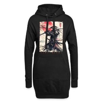 Samurai Kämpfer - Japanisches Ukiyo-e Kunstwerk - Hoodie-Kleid - Schwarz - Vorne