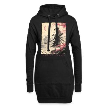 Samurai Kämpfer - Japanisches Ukiyo-e Kunstwerk - Hoodie-Kleid - Schwarz - Vorne