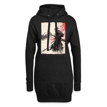 Samurai Kämpfer - Japanisches Ukiyo-e Kunstwerk - Hoodie-Kleid - Schwarz - Vorne