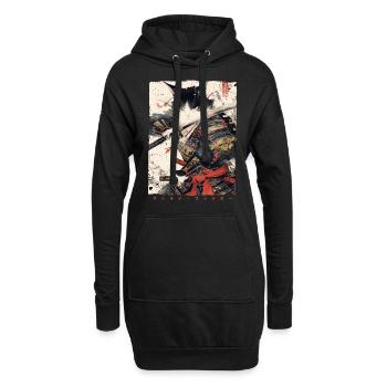 Samurai Cat Kawaii Japanische Ninja Katze - Hoodie-Kleid - Schwarz - Vorne