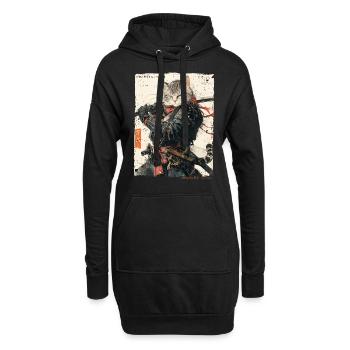 Samurai Cat Kawaii Japanese Ninja Cat - Hoodie Dress - black - Front