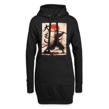 Samurai Cat Kawaii Japanese Ninja Cat - Hoodie Dress - black - Front