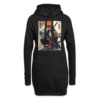 Samurai Cat Kawaii Japanische Ninja Katze - Hoodie-Kleid - Schwarz - Vorne
