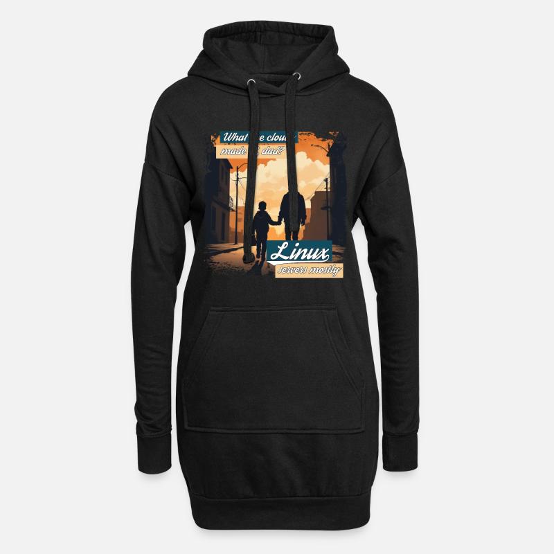 Cloud Wolken Linux Server Admin Nerd Witz - Hoodie-Kleid - Schwarz