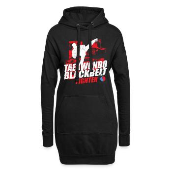 Taekwondo Blackbelt Fighter kick champion - Sweat-shirt à capuche long Femme - noir - Devant