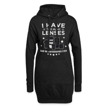 J’ai trop d’objectifs dit qu’aucun photographe n’a jamais - Sweat-shirt à capuche long Femme - noir - Devant