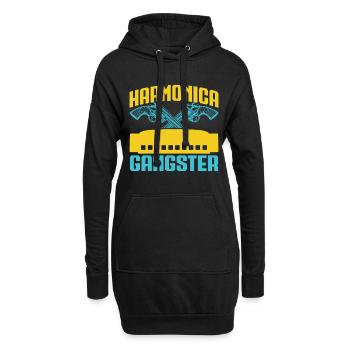 Funny Harmonica Player Gangster Harmonica - Hoodie-Kleid - Schwarz - Vorne