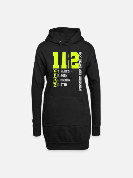 112 Feuerwehr Nicht Bezahlt Aber Unbezahlbar - Hoodie-Kleid - Schwarz