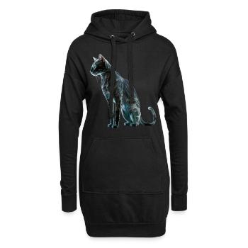 Chat Chat Motif Animaux Cadeau Art Animal Motif - Sweat-shirt à capuche long Femme - noir - Devant
