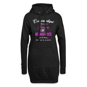c'est compliqué princesse et reparatrice - Sweat-shirt à capuche long Femme - noir - Devant