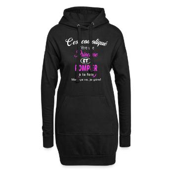 c'est compliqué princesse et pompier - Sweat-shirt à capuche long Femme - noir - Devant