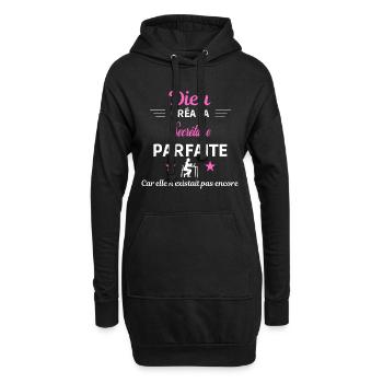 dieu créa la parfaite humour Secrétaire - Sweat-shirt à capuche long Femme - noir - Devant