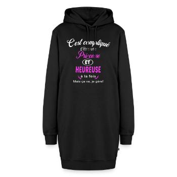 c'est compliqué princesse et heureuse - Sweat-shirt à capuche long Femme - noir - Devant