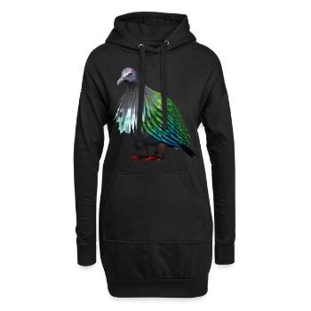 Illustration de pigeon grue - Sweat-shirt à capuche long Femme - noir - Devant