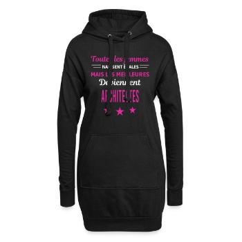 femmes naissent les meilleurs architectes - Sweat-shirt à capuche long Femme - noir - Devant