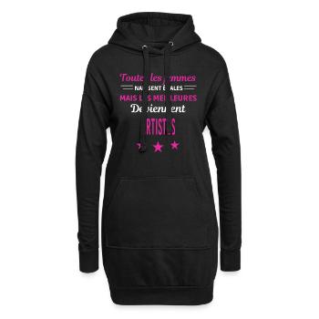 femmes naissent les meilleurs artistes - Sweat-shirt à capuche long Femme - noir - Devant