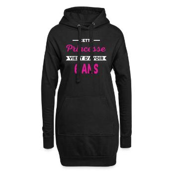 Cette Princesse vient d'avoir 6 ans - Sweat-shirt à capuche long Femme - noir - Devant