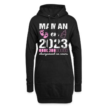 Maman en 2023 annonce naissance cadeau mère - Sweat-shirt à capuche long Femme - noir - Devant