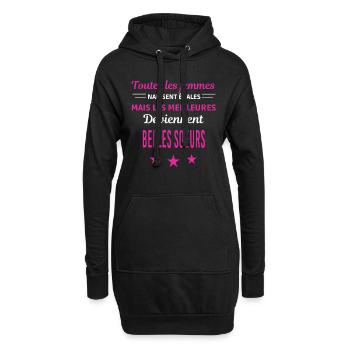 femmes naissent les meilleurs belles soeurs - Sweat-shirt à capuche long Femme - noir - Devant