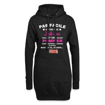 pas facile d'être sapeur POMPIER et Belle-sœur - Sweat-shirt à capuche long Femme - noir - Devant