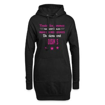 femmes naissent les meilleurs cousines - Sweat-shirt à capuche long Femme - noir - Devant