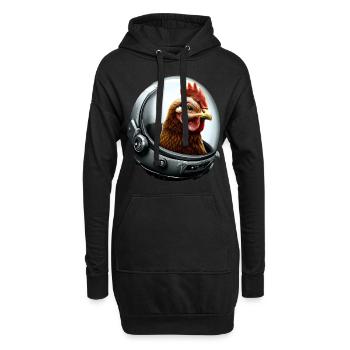 Astronautenhuhn Astronaut Huhn - Hoodie-Kleid - Schwarz - Vorne
