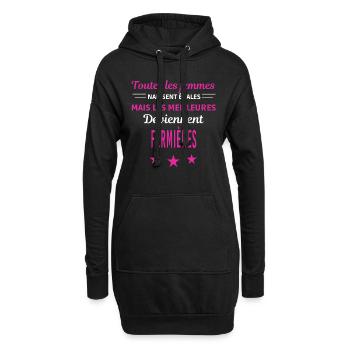 femmes naissent les meilleurs fermières - Sweat-shirt à capuche long Femme - noir - Devant