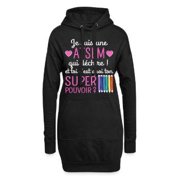 Atsem super pouvoir humour atsem cadeau - Sweat-shirt à capuche long Femme - noir - Devant