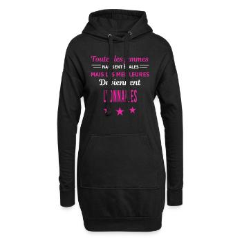 femmes naissent les meilleurs Lyonnaises - Sweat-shirt à capuche long Femme - noir - Devant