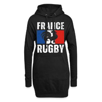 France rugby cadeau équipe de france rugbyman - Sweat-shirt à capuche long Femme - noir - Devant