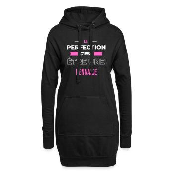 La perfection, c'est être une Rennaise - Sweat-shirt à capuche long Femme - noir - Devant