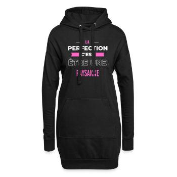 La perfection, c'est être une paysanne - Sweat-shirt à capuche long Femme - noir - Devant