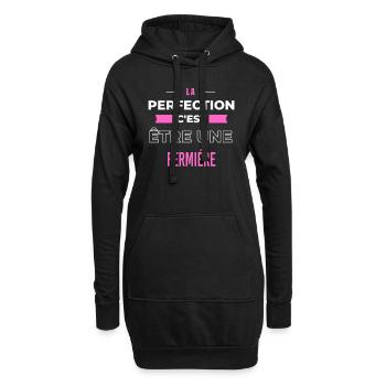 La perfection, c'est être une fermiére - Sweat-shirt à capuche long Femme - noir - Devant