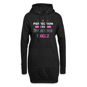 La perfection, c'est être une Française - Sweat-shirt à capuche long Femme - noir - Devant