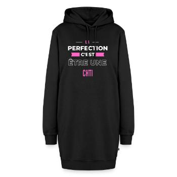 La perfection, c'est être une chti - Sweat-shirt à capuche long Femme - noir - Devant