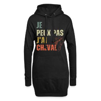 Je peux pas j' ai cheval humour équitation cadeau - Sweat-shirt à capuche long Femme - noir - Devant