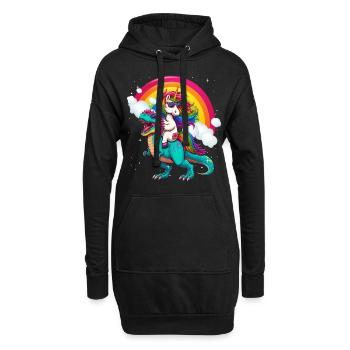 Licorne équitation dinosaure - Sweat-shirt à capuche long Femme - noir - Devant