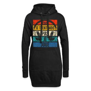 Je t' entends pas je joue humour gaming gamer - Sweat-shirt à capuche long Femme - noir - Devant