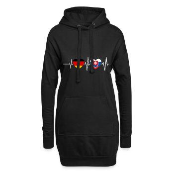 Slowake Deutschland Slowakei Herzschlag - Hoodie-Kleid - Schwarz - Vorne