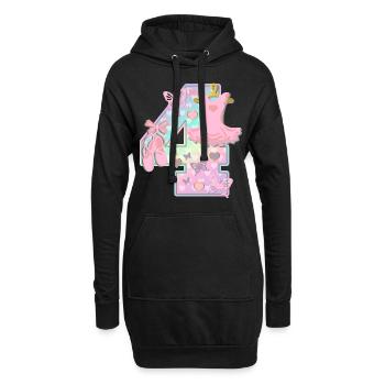 Ballerina 4. Geburtstagsparty Nummer 4 - 4 Jahre - Hoodie-Kleid - Schwarz - Vorne
