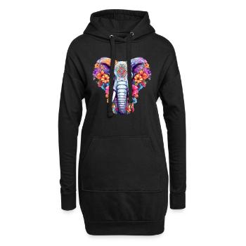 Elefant - Hoodie-Kleid - Schwarz - Vorne